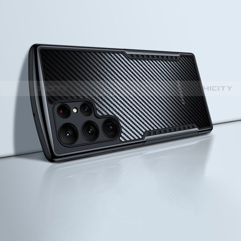 Coque Ultra Fine TPU Souple Transparente T06 pour Samsung Galaxy S21 Ultra 5G Noir Plus