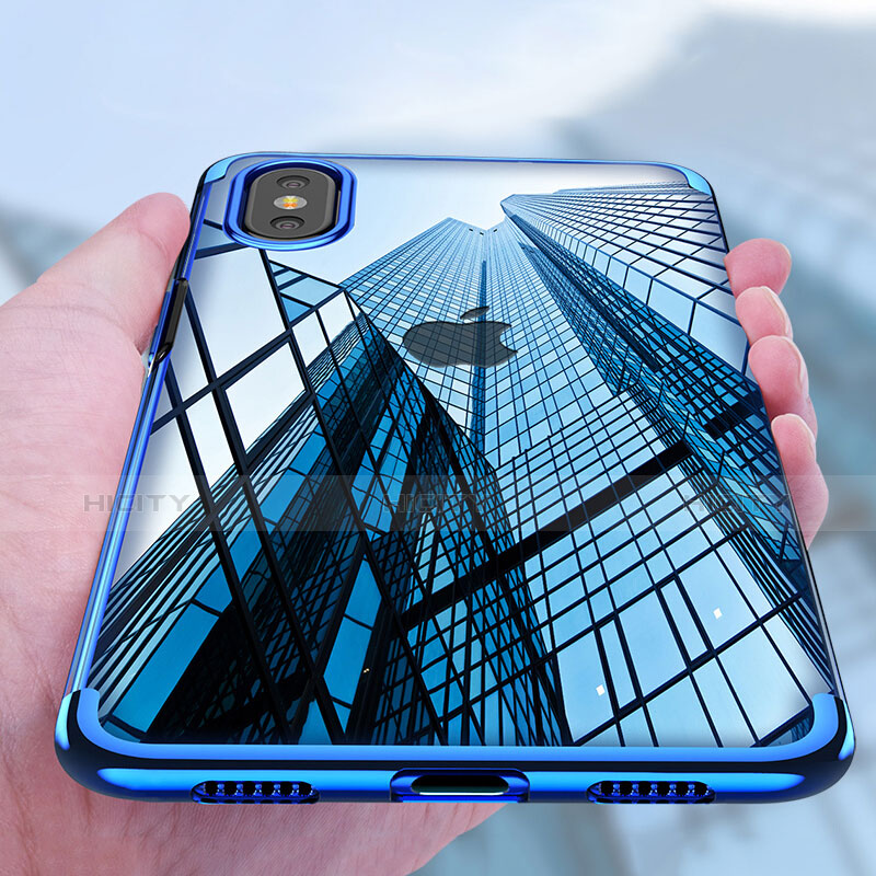Coque Ultra Fine TPU Souple Transparente V07 pour Apple iPhone Xs Bleu Plus