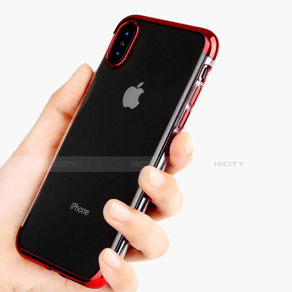Coque Ultra Fine TPU Souple Transparente V11 pour Apple iPhone X Rouge Plus