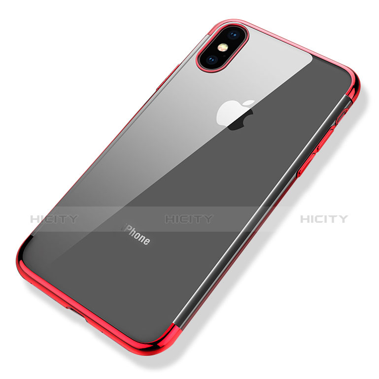 Coque Ultra Fine TPU Souple Transparente V11 pour Apple iPhone X Rouge Plus
