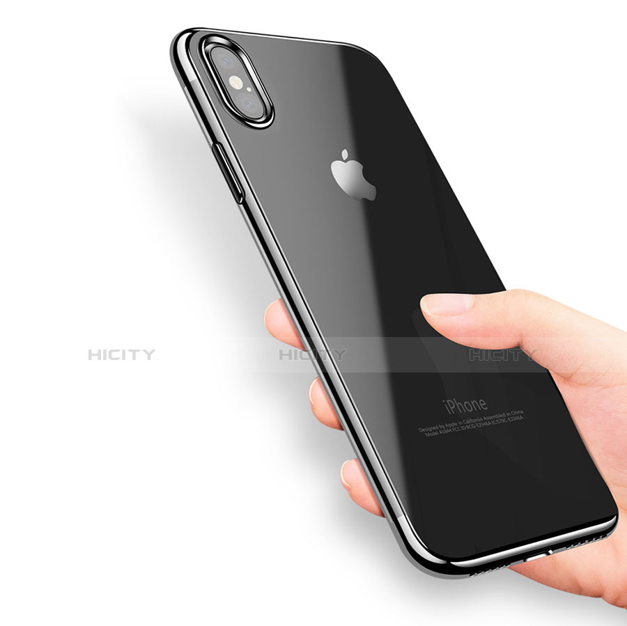 Coque Ultra Fine TPU Souple Transparente V12 pour Apple iPhone Xs Noir Plus