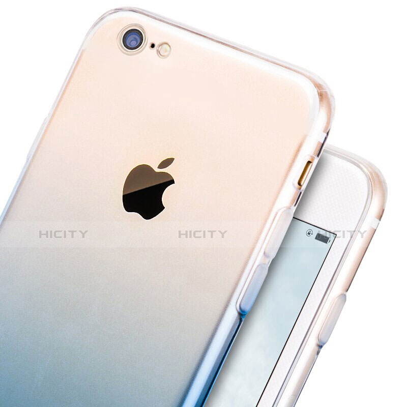 Coque Ultra Fine Transparente Souple Degrade et Support Bague Anneau pour Apple iPhone 7 Bleu Plus