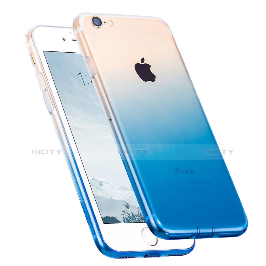 Coque Ultra Fine Transparente Souple Degrade et Support Bague Anneau pour Apple iPhone 7 Bleu Plus