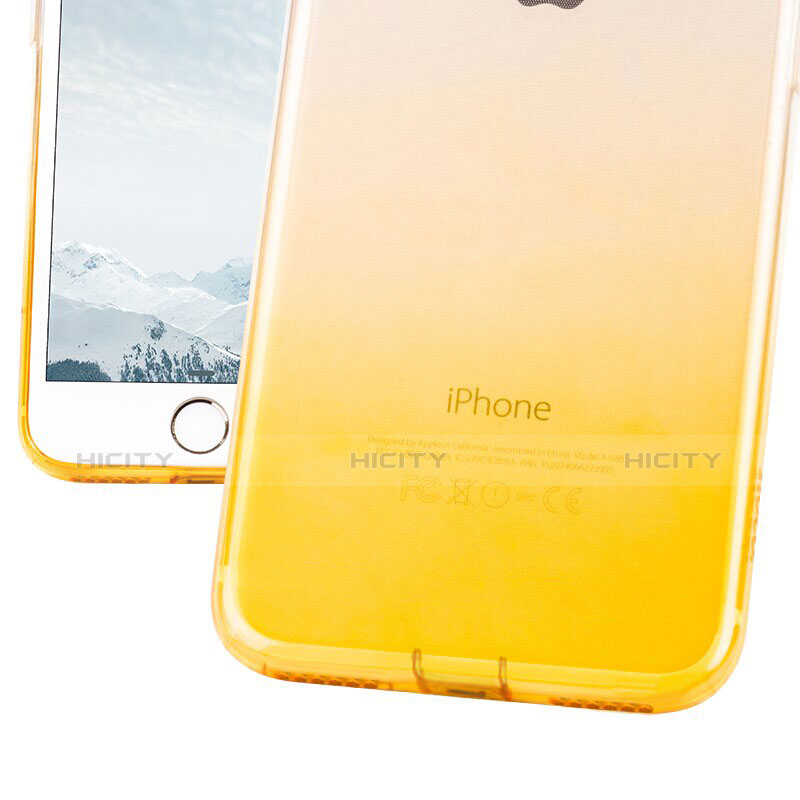 Coque Ultra Fine Transparente Souple Degrade et Support Bague Anneau pour Apple iPhone 8 Plus Jaune Plus