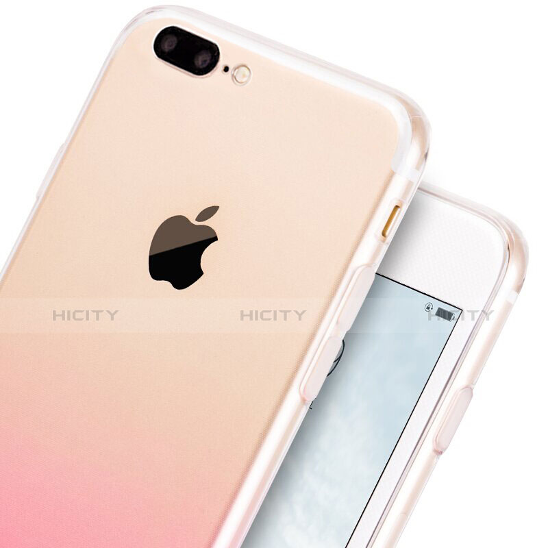 Coque Ultra Fine Transparente Souple Degrade et Support Bague Anneau pour Apple iPhone 8 Plus Rose Plus