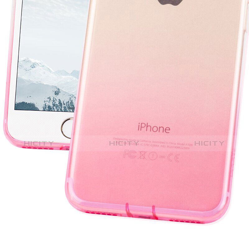 Coque Ultra Fine Transparente Souple Degrade et Support Bague Anneau pour Apple iPhone 8 Plus Rose Plus