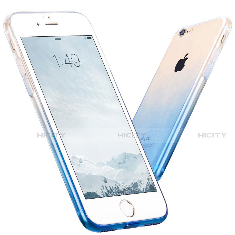 Coque Ultra Fine Transparente Souple Degrade et Support Bague Anneau pour Apple iPhone SE (2020) Bleu Plus
