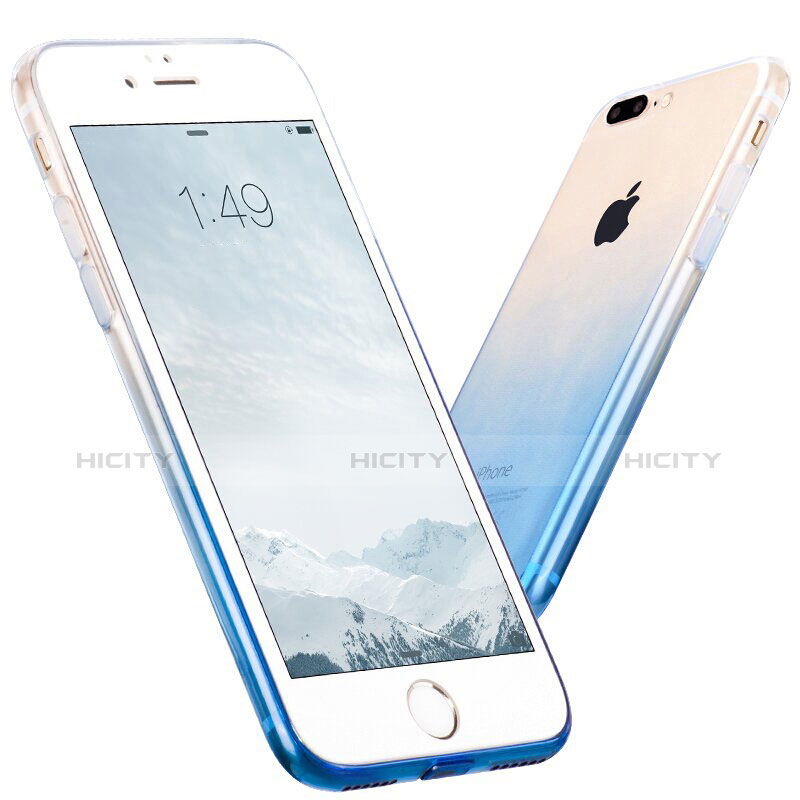 Coque Ultra Fine Transparente Souple Degrade G01 pour Apple iPhone 8 Plus Bleu Plus