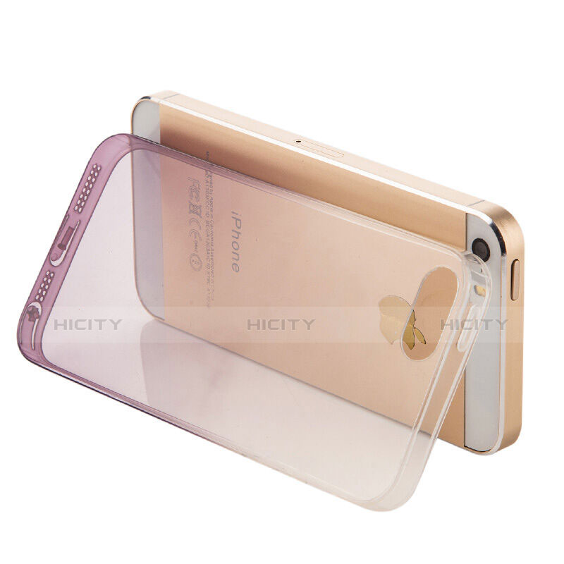 Coque Ultra Fine Transparente Souple Degrade pour Apple iPhone 5 Gris Plus