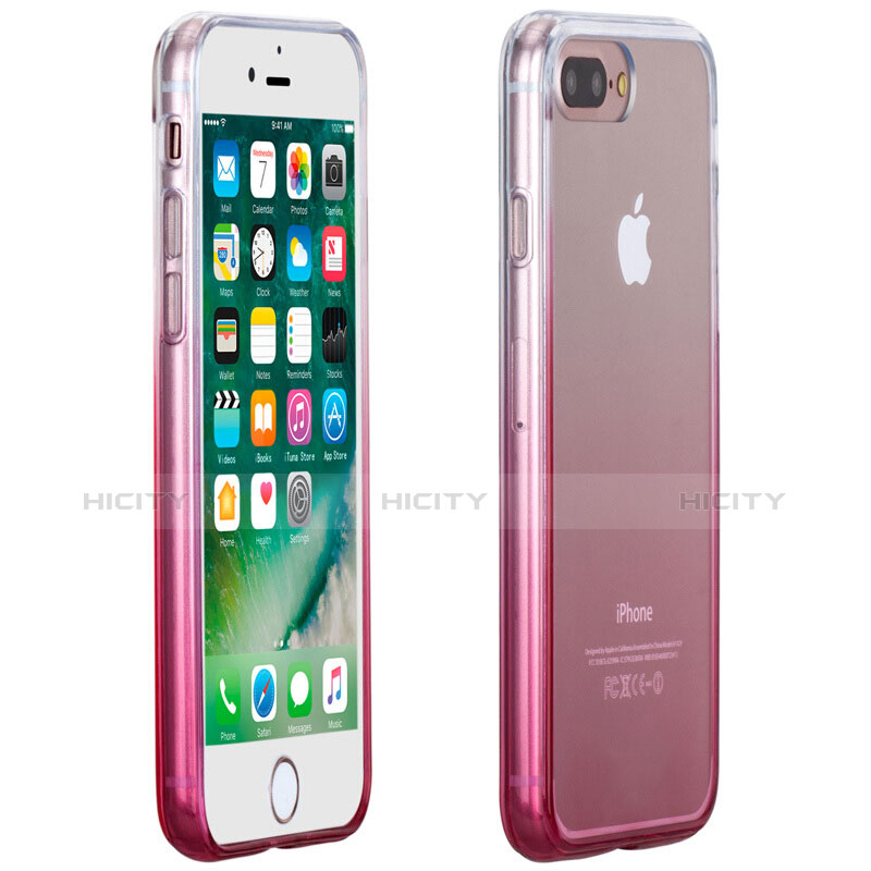 Coque Ultra Fine Transparente Souple Degrade pour Apple iPhone 8 Plus Rose Plus