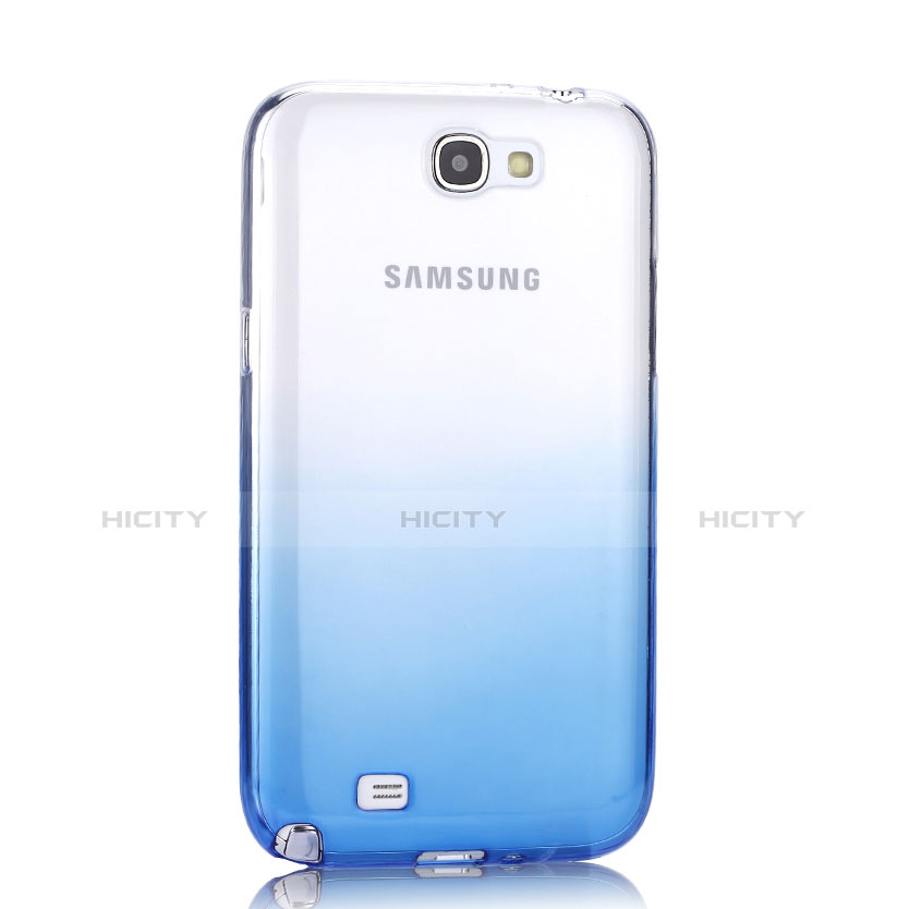 Coque Ultra Fine Transparente Souple Degrade pour Samsung Galaxy Note 2 N7100 N7105 Bleu Plus