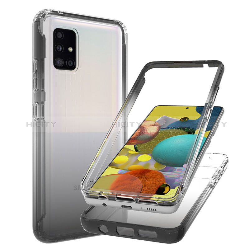 Coque Ultra Fine Transparente Souple Housse Etui 360 Degres Avant et Arriere Degrade JX1 pour Samsung Galaxy A51 4G Noir Plus
