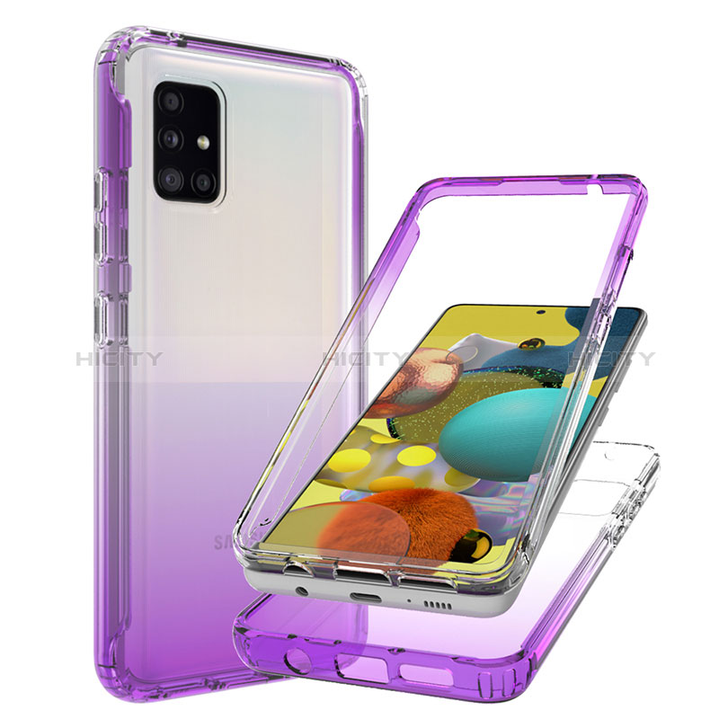 Coque Ultra Fine Transparente Souple Housse Etui 360 Degres Avant et Arriere Degrade JX1 pour Samsung Galaxy A51 4G Violet Plus
