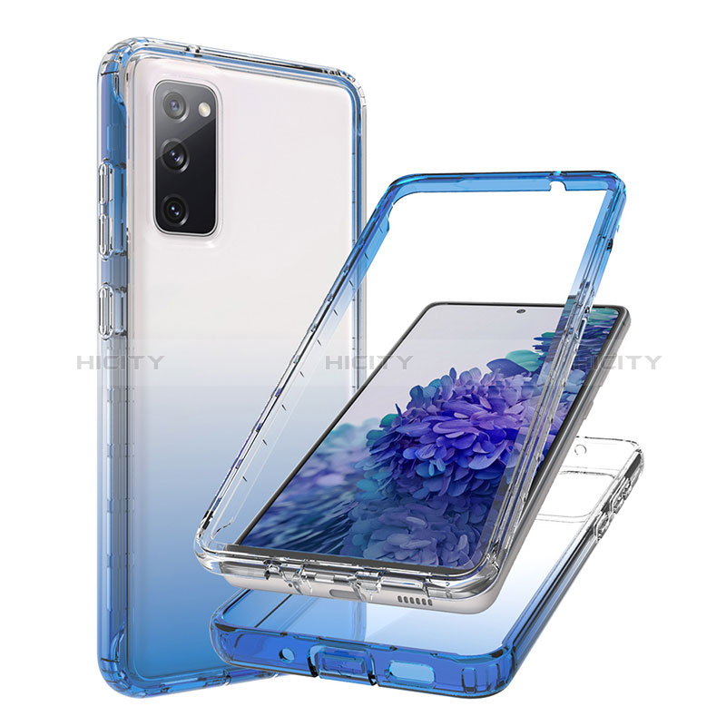 Coque Ultra Fine Transparente Souple Housse Etui 360 Degres Avant et Arriere Degrade JX1 pour Samsung Galaxy S20 FE (2022) 5G Bleu Plus