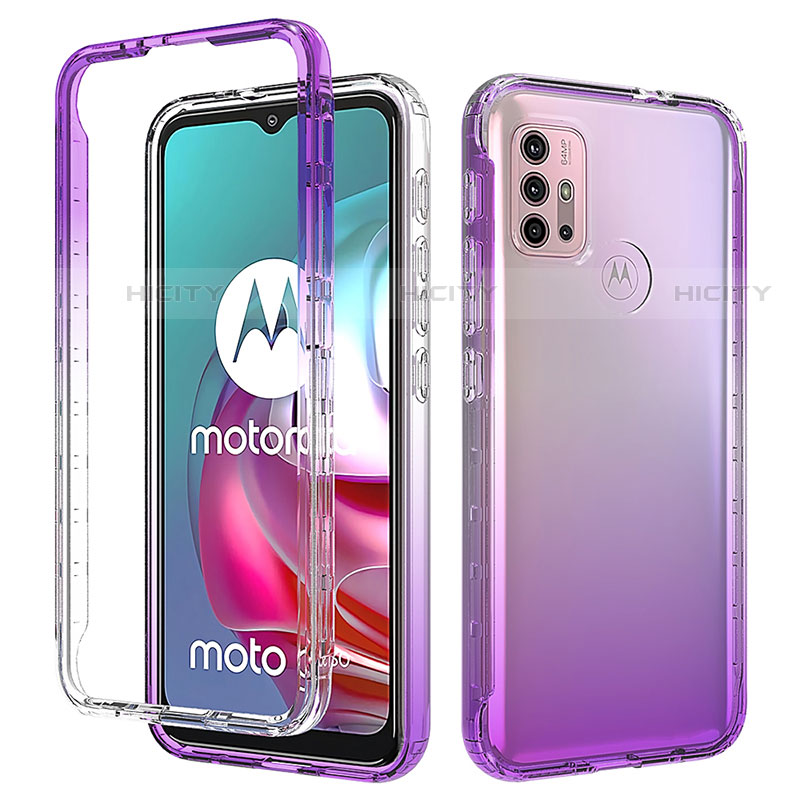 Coque Ultra Fine Transparente Souple Housse Etui 360 Degres Avant et Arriere Degrade pour Motorola Moto G10 Power Violet Plus
