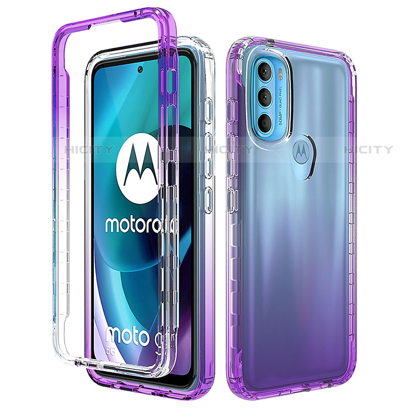 Coque Ultra Fine Transparente Souple Housse Etui 360 Degres Avant et Arriere Degrade pour Motorola Moto G71 5G Plus