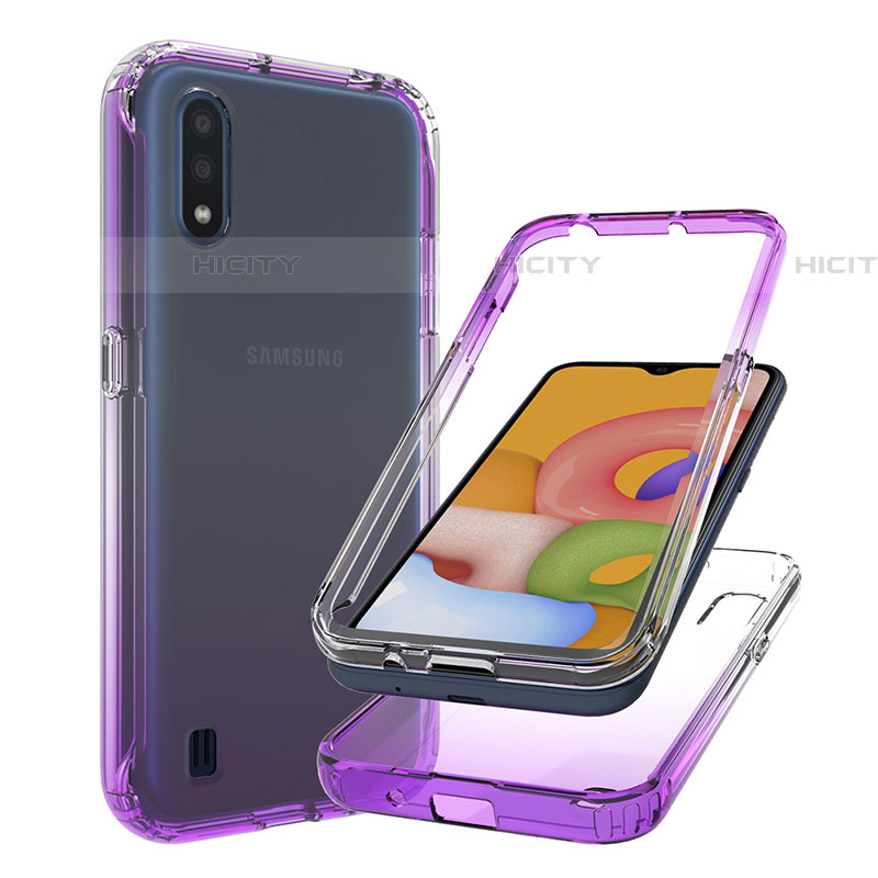 Coque Ultra Fine Transparente Souple Housse Etui 360 Degres Avant et Arriere Degrade pour Samsung Galaxy A01 SM-A015 Plus