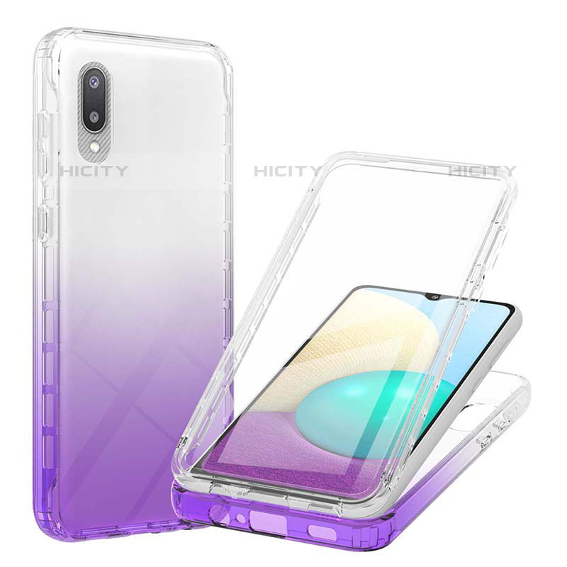 Coque Ultra Fine Transparente Souple Housse Etui 360 Degres Avant et Arriere Degrade pour Samsung Galaxy M02 Violet Plus