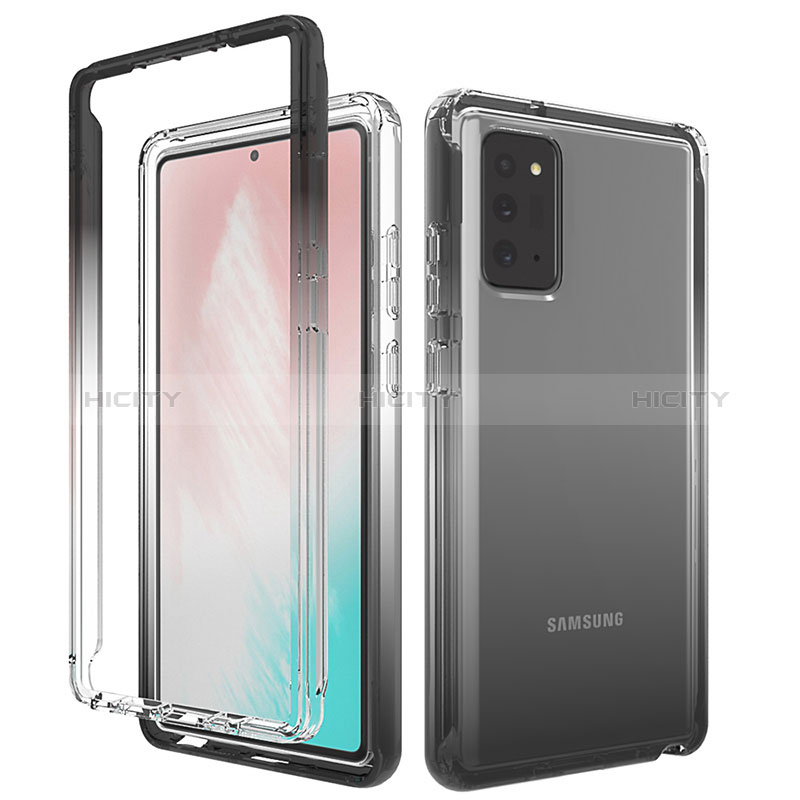 Coque Ultra Fine Transparente Souple Housse Etui 360 Degres Avant et Arriere Degrade pour Samsung Galaxy Note 20 5G Gris Fonce Plus
