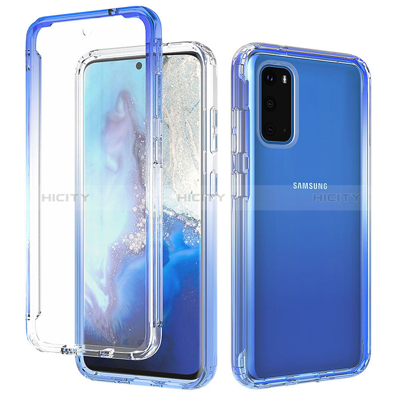 Coque Ultra Fine Transparente Souple Housse Etui 360 Degres Avant et Arriere Degrade pour Samsung Galaxy S20 Bleu Plus