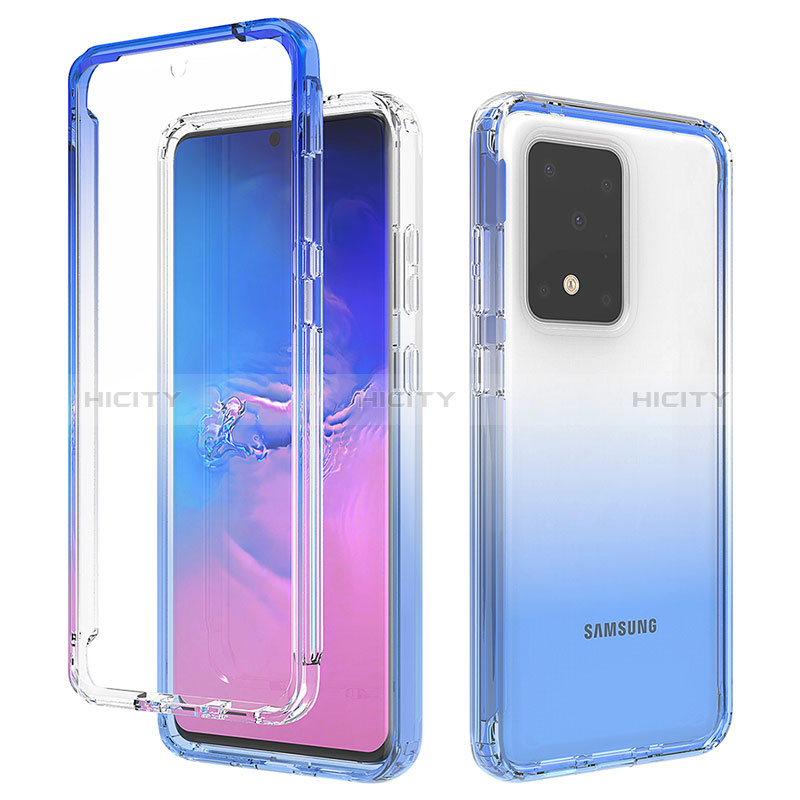 Coque Ultra Fine Transparente Souple Housse Etui 360 Degres Avant et Arriere Degrade pour Samsung Galaxy S20 Ultra Bleu Plus