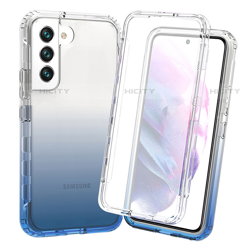 Coque Ultra Fine Transparente Souple Housse Etui 360 Degres Avant et Arriere Degrade pour Samsung Galaxy S22 Plus 5G Bleu Plus