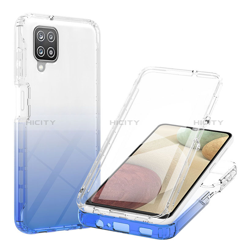 Coque Ultra Fine Transparente Souple Housse Etui 360 Degres Avant et Arriere Degrade YB1 pour Samsung Galaxy A12 5G Bleu Plus