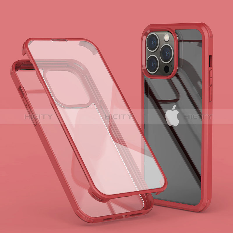 Coque Ultra Fine Transparente Souple Housse Etui 360 Degres Avant et Arriere LK1 pour Apple iPhone 14 Pro Max Rouge Plus