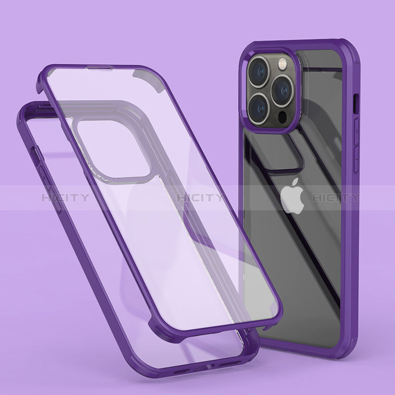 Coque Ultra Fine Transparente Souple Housse Etui 360 Degres Avant et Arriere LK1 pour Apple iPhone 14 Pro Max Violet Plus