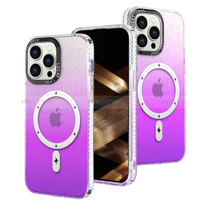 Coque Ultra Fine Transparente Souple Housse Etui Degrade avec Mag-Safe Magnetic Magnetique pour Apple iPhone 14 Pro Max Violet Plus
