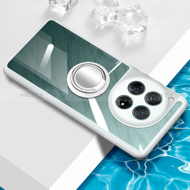 Coque Ultra Slim Silicone Souple Housse Etui Transparente avec Support Bague Anneau Aimante Magnetique BH1 pour OnePlus Ace 3 5G Blanc Plus
