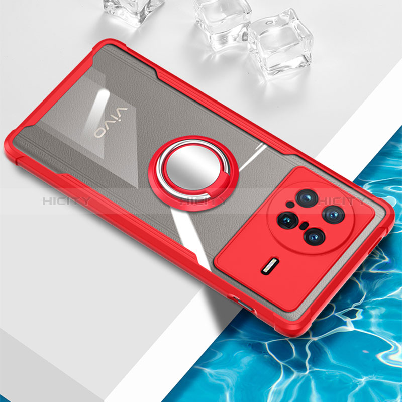 Coque Ultra Slim Silicone Souple Housse Etui Transparente avec Support Bague Anneau Aimante Magnetique BH1 pour Vivo X Note Rouge Plus