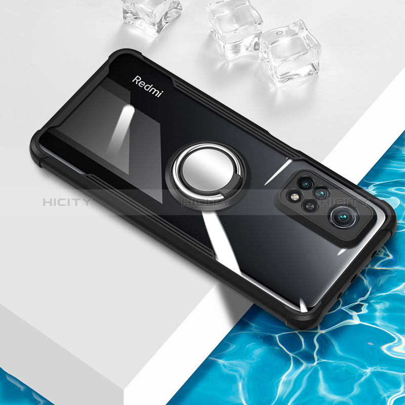 Coque Ultra Slim Silicone Souple Housse Etui Transparente avec Support Bague Anneau Aimante Magnetique BH1 pour Xiaomi Mi 10T 5G Noir Plus