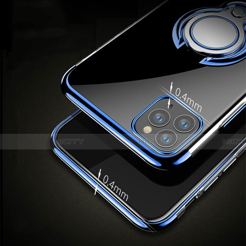 Coque Ultra Slim Silicone Souple Housse Etui Transparente avec Support Bague Anneau Aimante Magnetique C01 pour Apple iPhone 11 Pro Plus