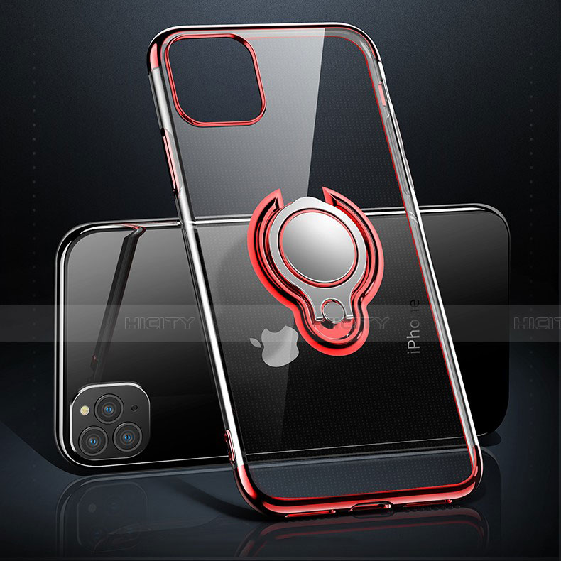 Coque Ultra Slim Silicone Souple Housse Etui Transparente avec Support Bague Anneau Aimante Magnetique C01 pour Apple iPhone 11 Pro Plus