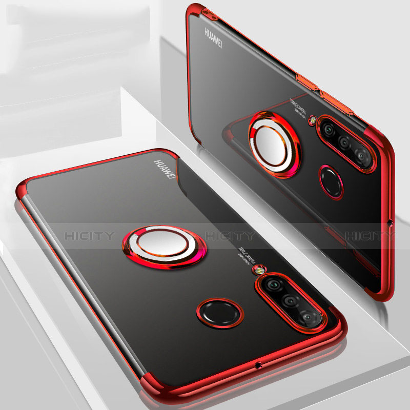 Coque Ultra Slim Silicone Souple Housse Etui Transparente avec Support Bague Anneau Aimante Magnetique C01 pour Huawei P30 Lite New Edition Rouge Plus