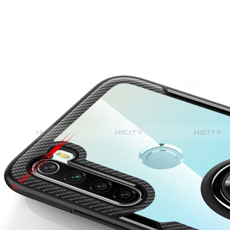 Coque Ultra Slim Silicone Souple Housse Etui Transparente avec Support Bague Anneau Aimante Magnetique C01 pour Xiaomi Redmi Note 8 (2021) Plus