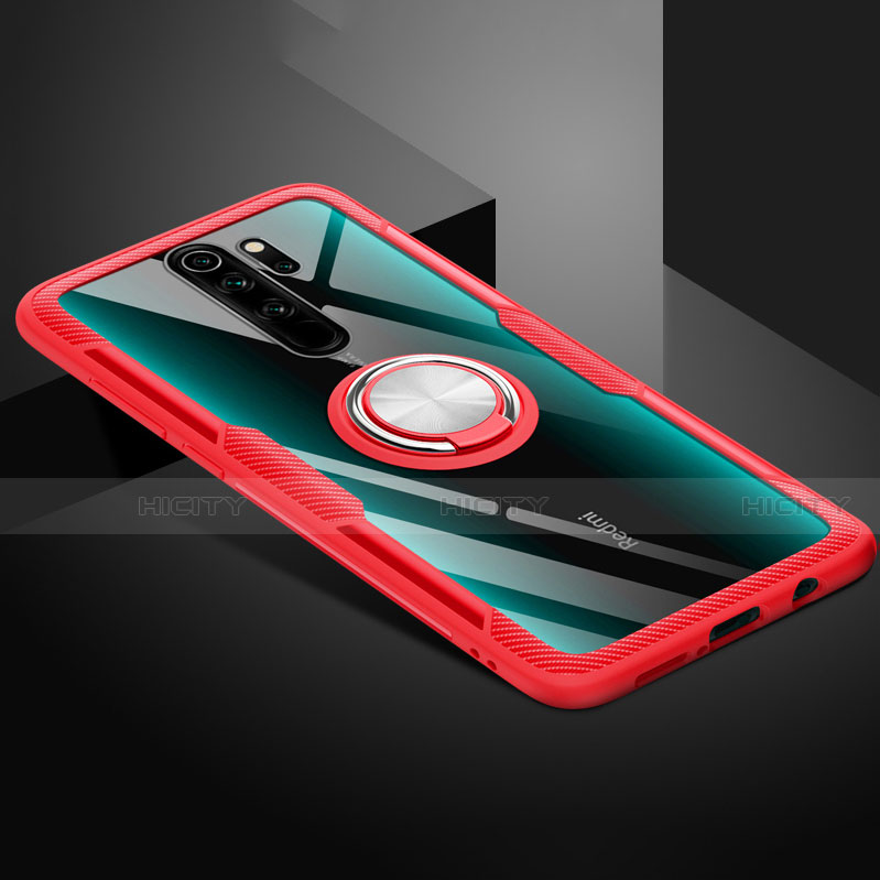 Coque Ultra Slim Silicone Souple Housse Etui Transparente avec Support Bague Anneau Aimante Magnetique C01 pour Xiaomi Redmi Note 8 Pro Plus