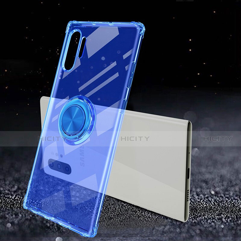 Coque Ultra Slim Silicone Souple Housse Etui Transparente avec Support Bague Anneau Aimante Magnetique C02 pour Samsung Galaxy Note 10 Plus Plus