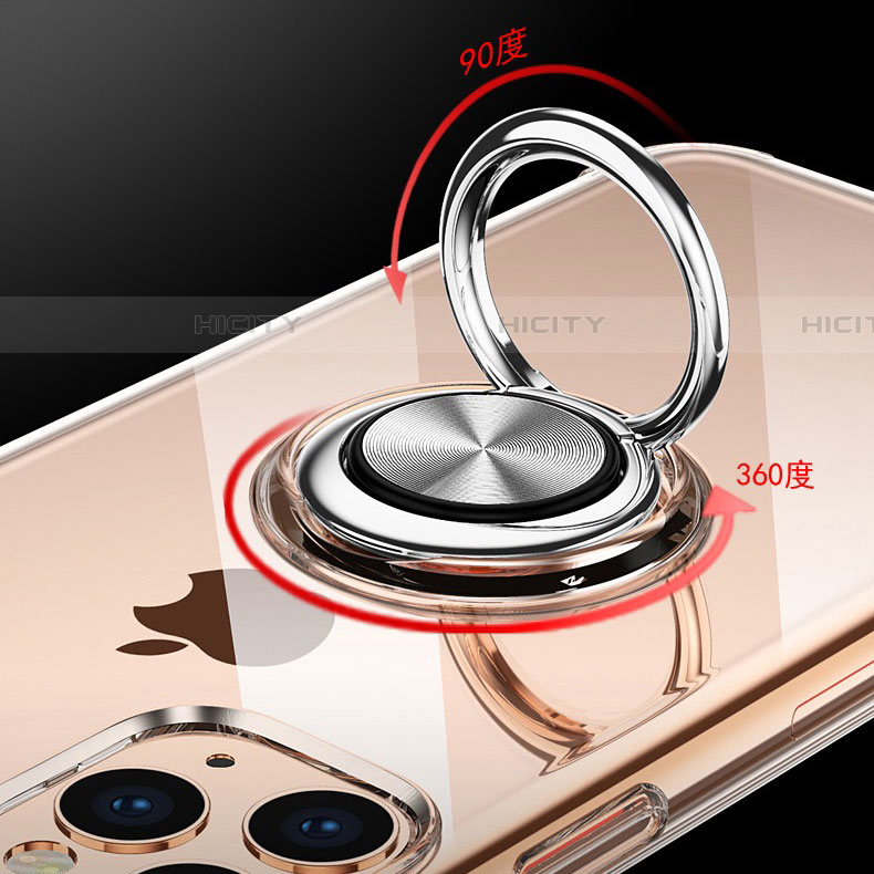 Coque Ultra Slim Silicone Souple Housse Etui Transparente avec Support Bague Anneau Aimante Magnetique C03 pour Apple iPhone 11 Pro Max Plus