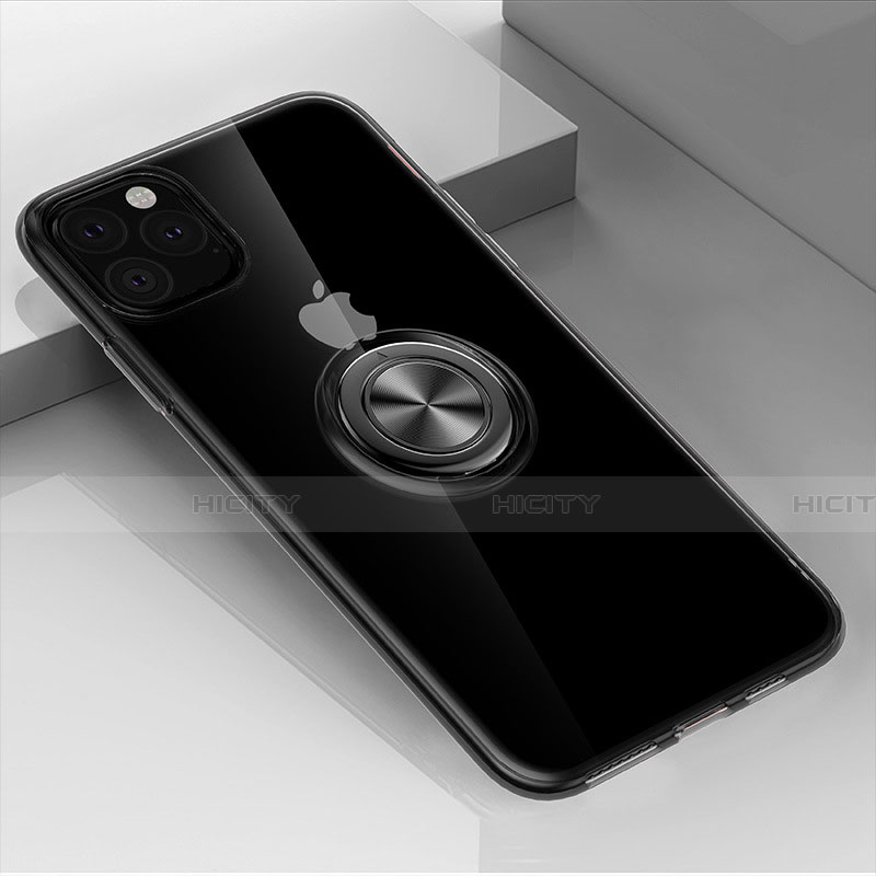 Coque Ultra Slim Silicone Souple Housse Etui Transparente avec Support Bague Anneau Aimante Magnetique F01 pour Apple iPhone 11 Pro Max Plus