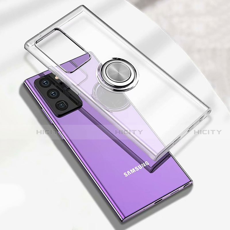 Coque Ultra Slim Silicone Souple Housse Etui Transparente avec Support Bague Anneau Aimante Magnetique N02 pour Samsung Galaxy Note 20 Ultra 5G Plus