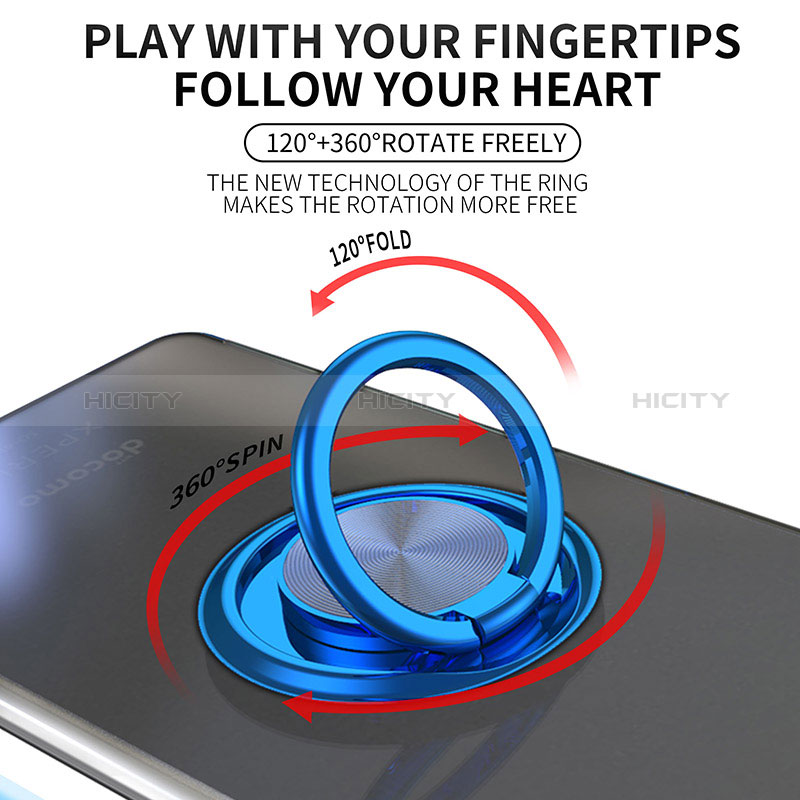 Coque Ultra Slim Silicone Souple Housse Etui Transparente avec Support Bague Anneau Aimante Magnetique pour Sony Xperia Ace II Plus