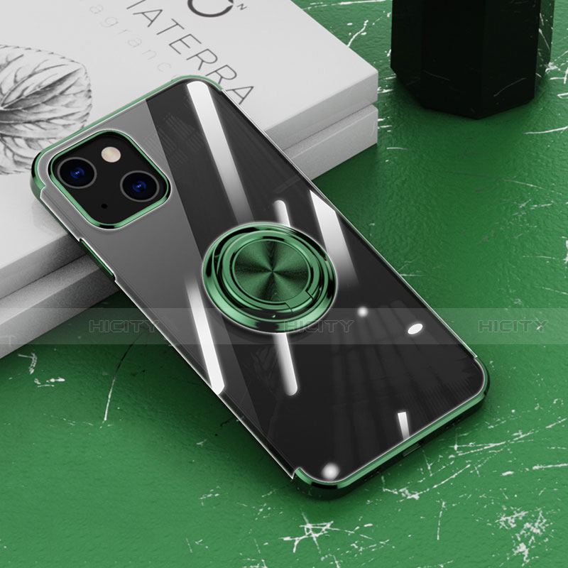 Coque Ultra Slim Silicone Souple Housse Etui Transparente avec Support Bague Anneau Aimante Magnetique Z02 pour Apple iPhone 14 Plus
