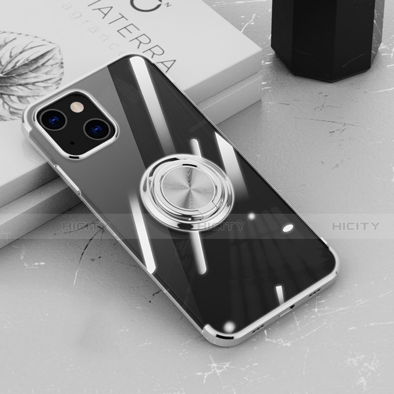 Coque Ultra Slim Silicone Souple Housse Etui Transparente avec Support Bague Anneau Aimante Magnetique Z02 pour Apple iPhone 14 Plus