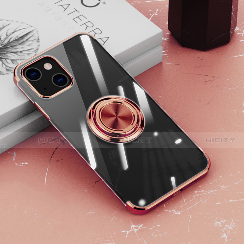 Coque Ultra Slim Silicone Souple Housse Etui Transparente avec Support Bague Anneau Aimante Magnetique Z02 pour Apple iPhone 14 Plus