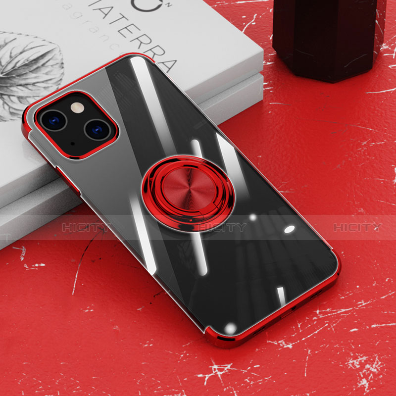 Coque Ultra Slim Silicone Souple Housse Etui Transparente avec Support Bague Anneau Aimante Magnetique Z02 pour Apple iPhone 14 Plus