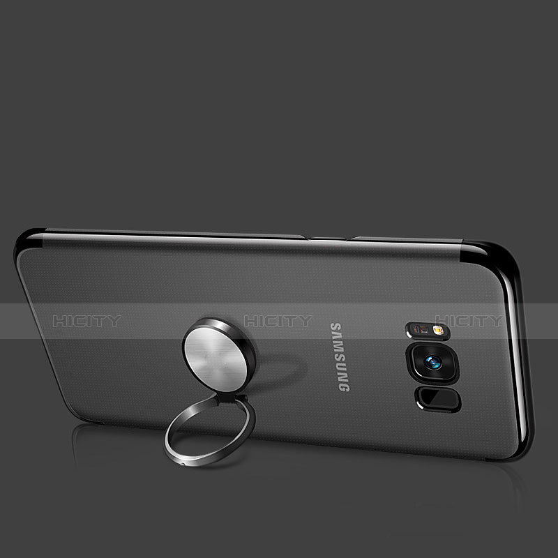 Coque Ultra Slim Silicone Souple Housse Etui Transparente avec Support Bague Anneau Aimante S01 pour Samsung Galaxy S8 Plus