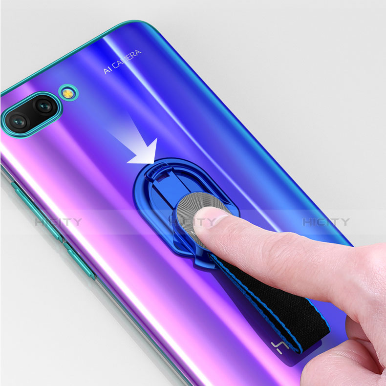 Coque Ultra Slim Silicone Souple Housse Etui Transparente avec Support Bague Anneau pour Huawei Honor 10 Plus