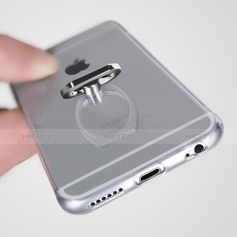Coque Ultra Slim Silicone Souple Housse Etui Transparente avec Support Bague Anneau S01 pour Apple iPhone 6S Plus